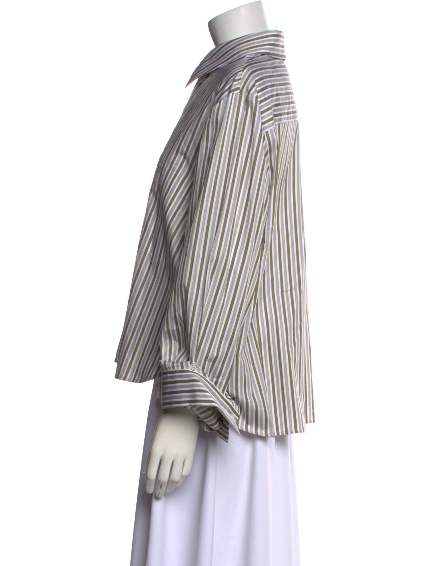 TWP Striped Long Sleeve Button-Up Top